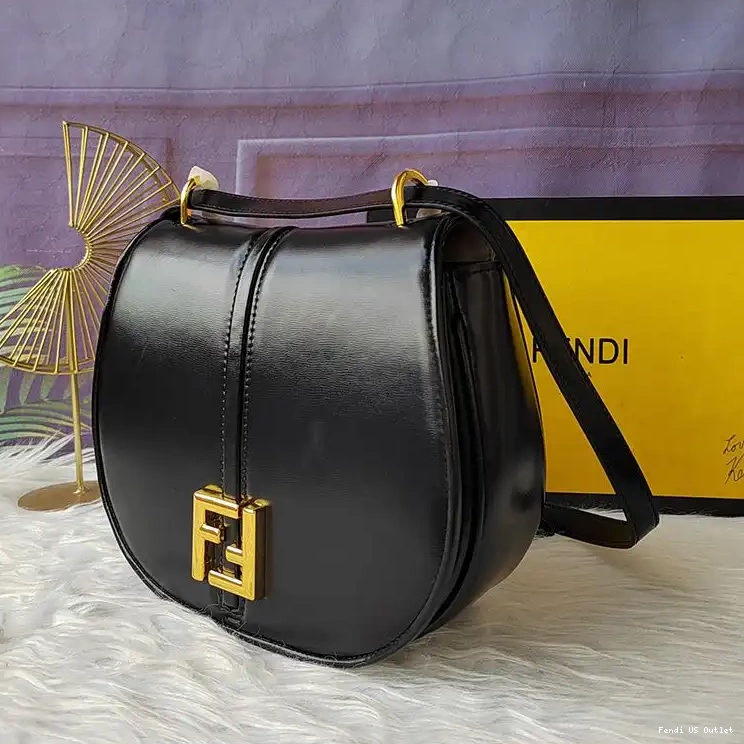 Cheap HOT Calf Fendi Bag Leather Black C'mon In Medium 0629